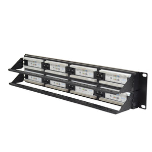 Best Cat6 48 Port Patch Panel Ethernet Network LAN RJ45 UTP 2U Rack Mount 110