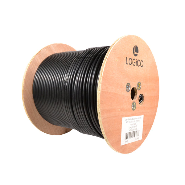 CAT6A Outdoor Bulk Ethernet Cable, Direct Burial Shielded Solid Copper, 23  AWG 1000FT
