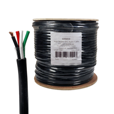 Best 500ft Speaker Wire 16AWG 4 Conductor 16/4 Direct Burial In-Wall Audio Pure Bare Copper