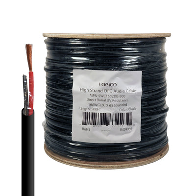 Best 500ft Speaker Wire 16AWG 2 Conductor 16/2 Direct Burial In-Wall Audio Pure Bare Copper