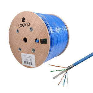 Best Cat6 CMR Shielded Ethernet Cable STP/FTP Riser 550Mhz Solid Bare Copper 1000ft Blue