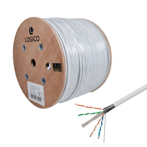 Best Cat6 CMR Shielded Ethernet Cable STP/FTP Riser 550Mhz Bare Copper 1000ft White