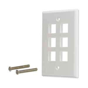 Best 6 port Hole Keystone Jack Wall Plate Smooth Surface White - 5