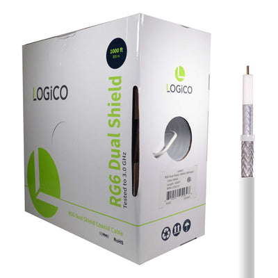 Best RG6 Coaxial Cable 18AWG Dual Shield Coax 1000ft TV Antenna Satellite White