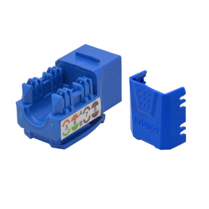 Cat6a Keystone Ethernet Jack Punch Down 45 Degree UTP 110 8P8C RJ45 Blue
