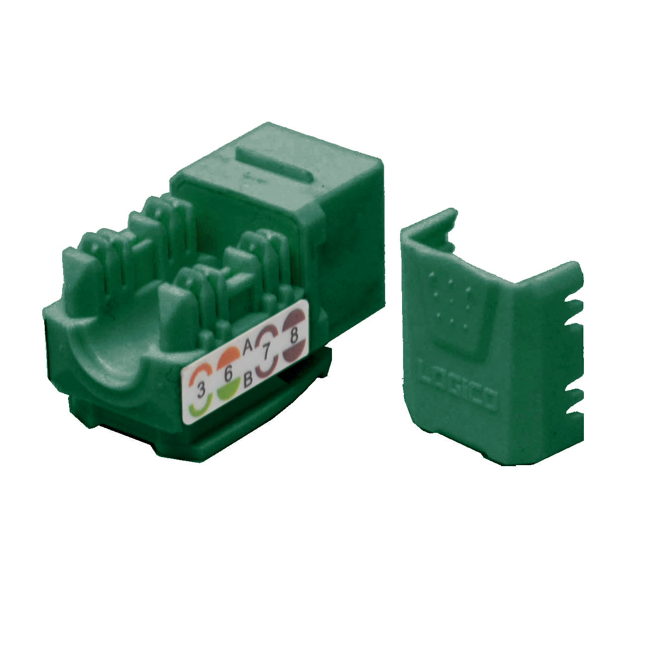 Cat5e Keystone Jack Green 45° RJ45 110 Punchdown | Ethernet Connector ...