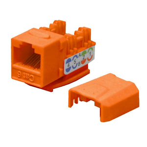 Best Cat6 Keystone Ethernet Network Jack Punch Down 45 Degree Orange 110 8P8C RJ45