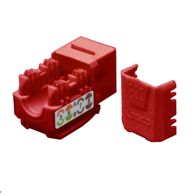 Best Cat6 Keystone Ethernet Network Jack Punch Down 45 Degree Red 110 8P8C RJ45