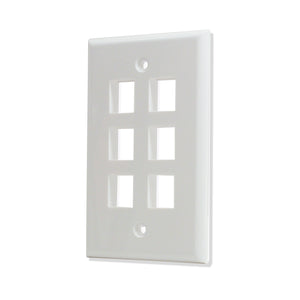 Best 6 port Hole Keystone Jack Wall Plate Smooth Surface White - 5