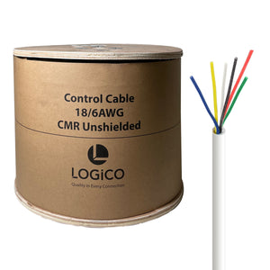 Logico 18AWG 6C stranded bare copper CMR CL3R security alarm wire 1000ft reel for burglar alarm and low voltage systems
