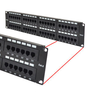 Best Cat6 48 Port Patch Panel Ethernet Network LAN RJ45 UTP 2U Rack Mount 110