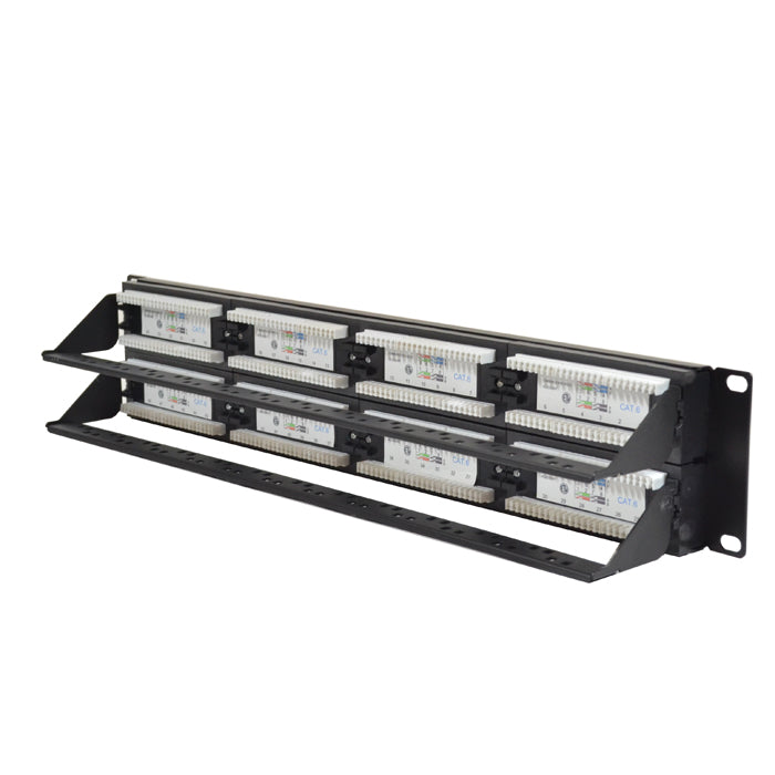 Cat6 48-Port Patch Panel 2U Rackmount – RJ45 UTP Ethernet LAN 110 IDC ...