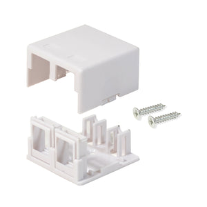 Best Surface Mount Box 2 Port Double Hole Keystone Jack Cat5e/Cat6 White