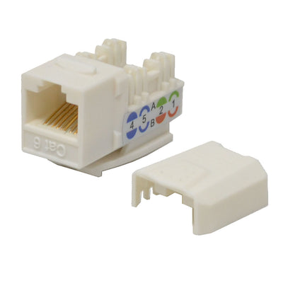 Best Cat6 Keystone Ethernet Network Jack Punch Down 45 Degree White 110 8P8C RJ45