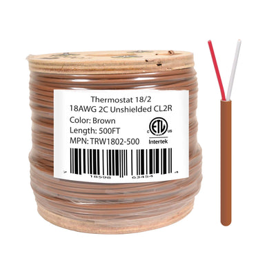 Best 18/2 Thermostat Wire HVAC Pure Bare Copper Cable CMR/Riser-Rated Power Circuit 500ft