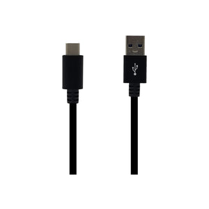 A black USB Type C to USB A cable, 3ft in length, 