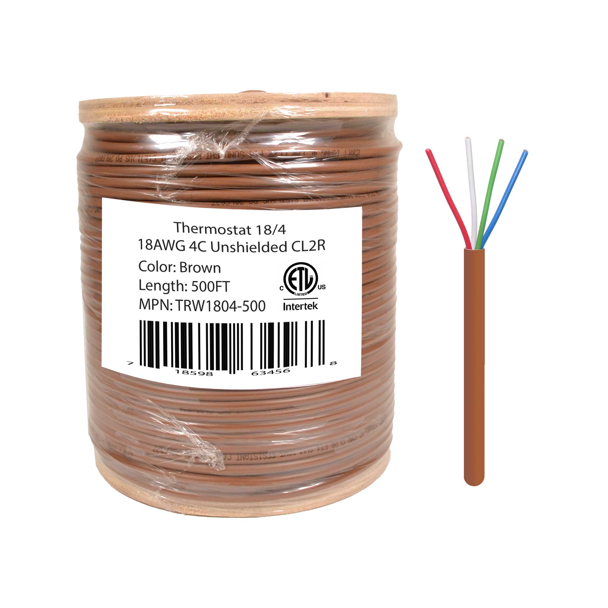 Wire Power Riser 18/4 Thermostat Wire 500ft | Solid bare Copper HVAC Cable CMR Riser ...