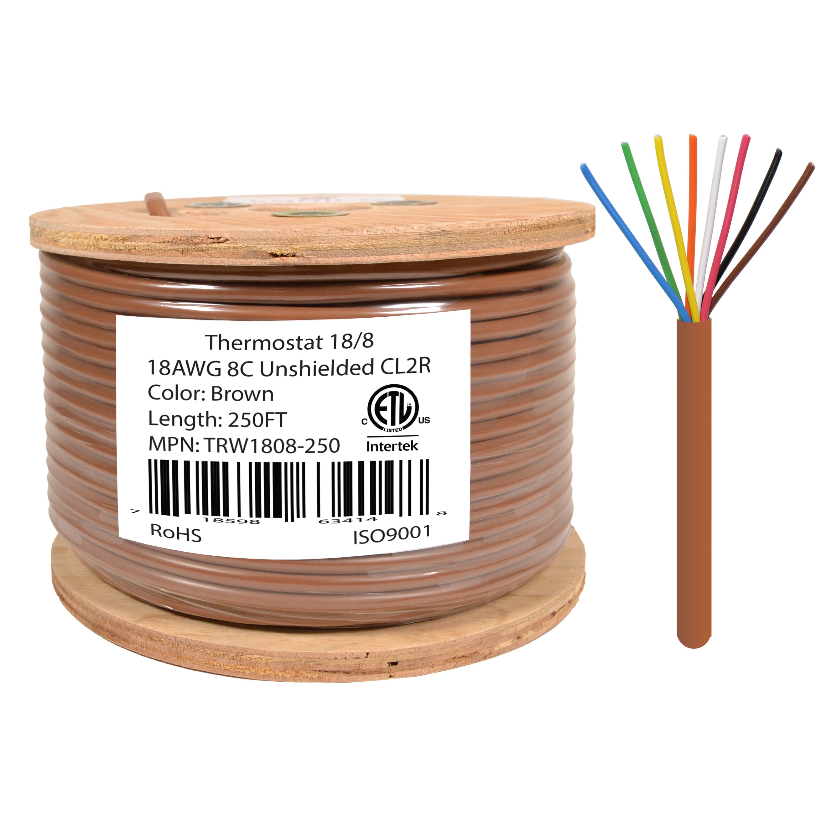 Cmp Riser Wier 18/8 Thermostat Wire 250FT | Solid Bare Copper HVAC Cable | CMR Riser ...