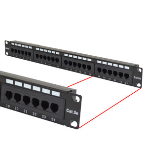 Best Cat5e 24 Port Patch Panel Ethernet Network LAN RJ45 UTP 1U Rack Mount 110