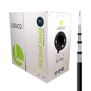 Best RG6 Coaxial Cable CCS 18AWG Quad Shield Coax 500ft TV Antenna Satellite Black