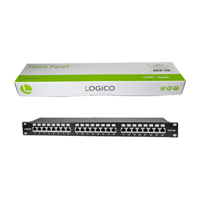 Best Cat6a 24 Port Shielded Patch Panel Ethernet Network LAN RJ45 1U Rack Mount 110