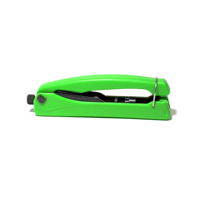 A green Logico adjustable compression tool for F/BNC/RCA connectors RG59/6 cable crimping.