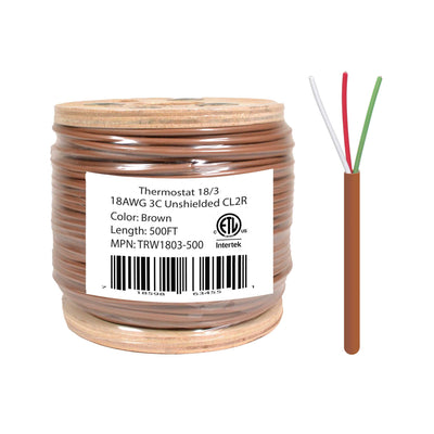 Best 18/3 Thermostat Wire HVAC Pure Bare Copper Cable CMR/Riser-Rated Power Circuit 500ft