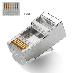 Best 100 pcs RJ45 8P8C CAT5E Shielded Modular plug gold plated network connector