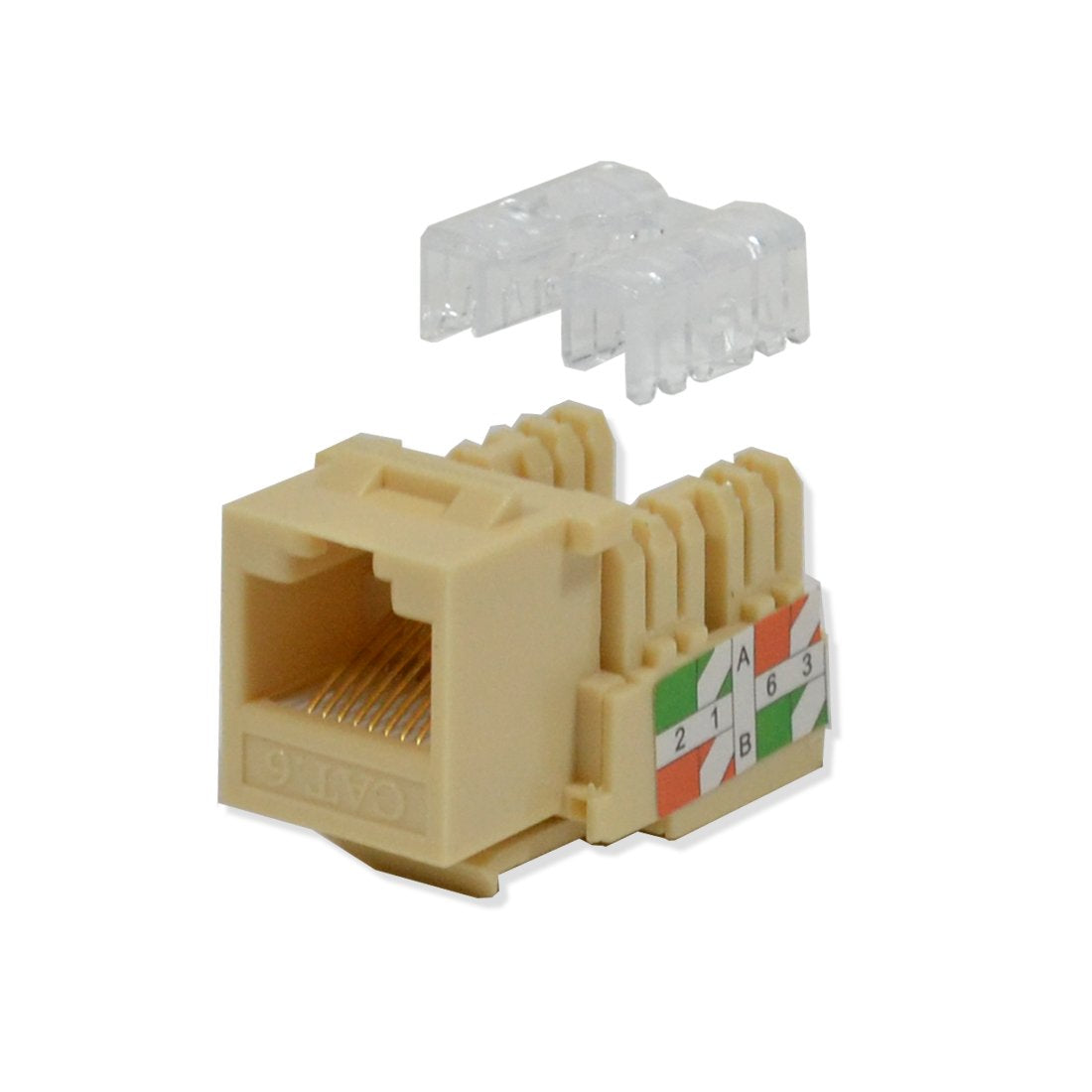 Keystone Jack Cat6 Ivory Network Ethernet 110 Punchdown 8P8C - Tektel.com