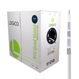 Best RG6 Coaxial Cable CCS 18AWG Quad Shield Coax 500ft TV Antenna Satellite White