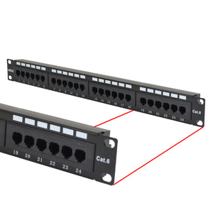 Best Cat6 24 Port Patch Panel Ethernet Network LAN RJ45 UTP 1U Rack Mount 110