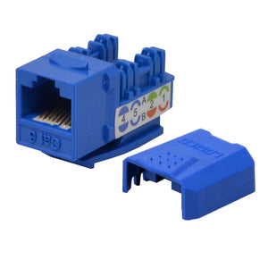 Best Cat6 Keystone Ethernet Network Jack Punch Down 45 Degree Blue 110 8P8C RJ45