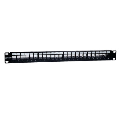 Logico brand Cat5e Cat6 UTP 24 Port Network LAN Blank Patch Panel in black color