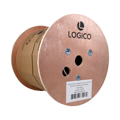Best Cat5e Shielded Gel Flooded Network Cable 1000FT Black Direct Burial Solid Bare Copper 24AWG
