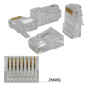 Best 100 pieces RJ45 8P8C CAT5E Modular plug ethernet gold plated network connector
