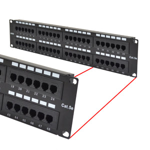 Best Cat5e 48 Port Patch Panel Ethernet Network LAN RJ45 UTP 2U Rack Mount 110